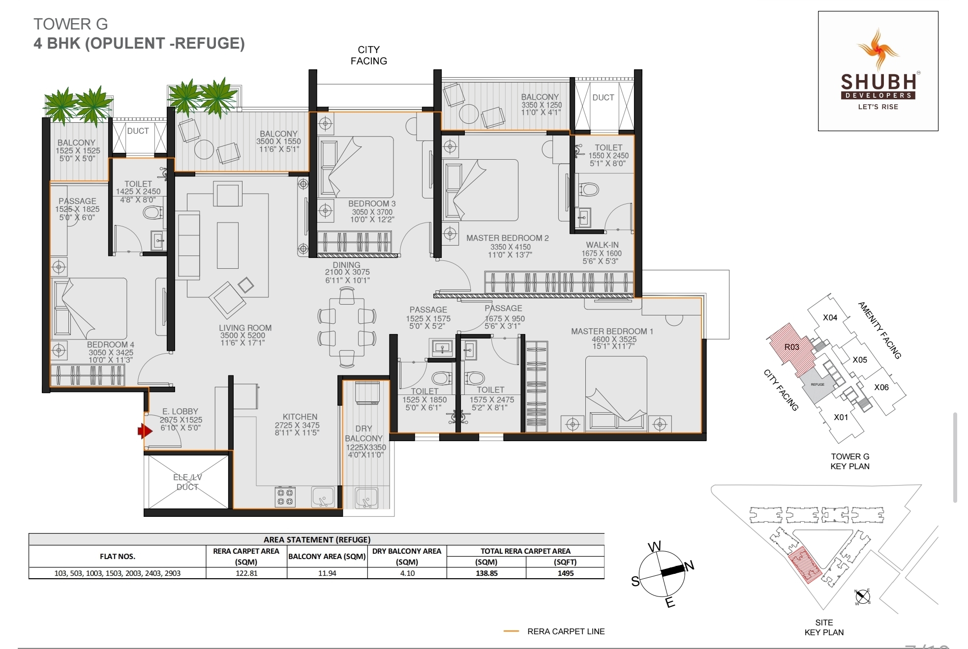 3 BHK Viva 1158 sqft floor plan