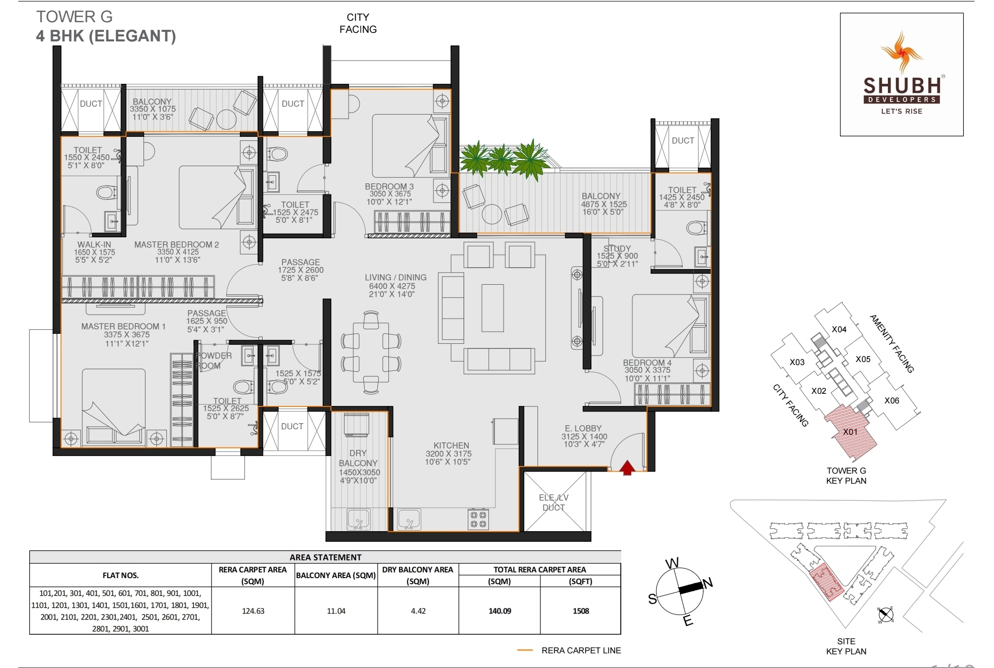 3 BHK Ultra 1377 sqft floor plan