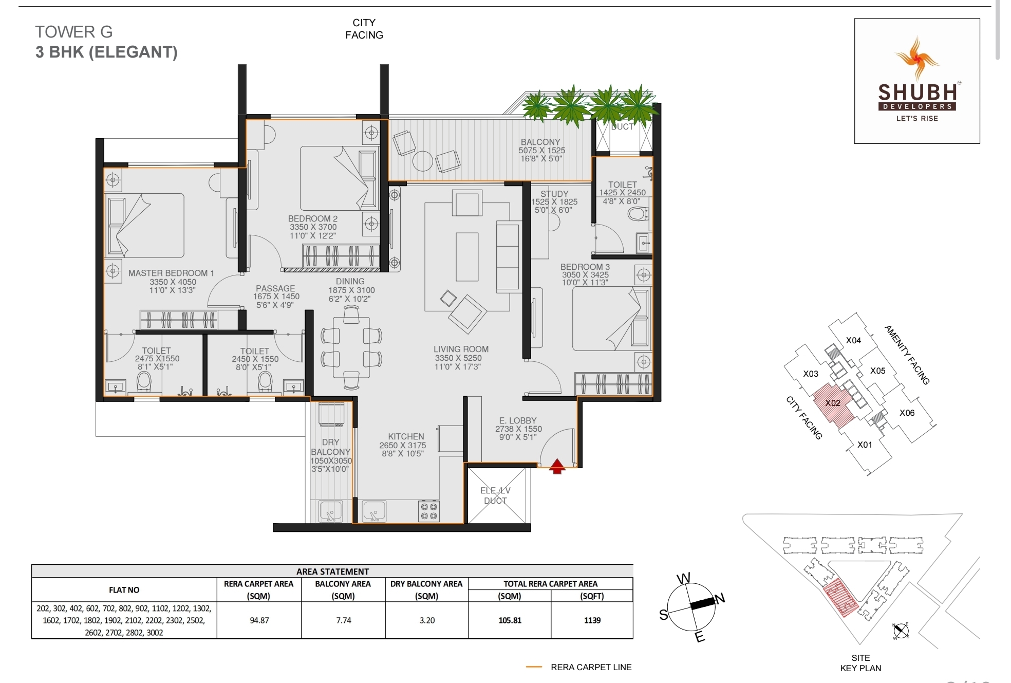 2 BHK 839 sqft floor plan